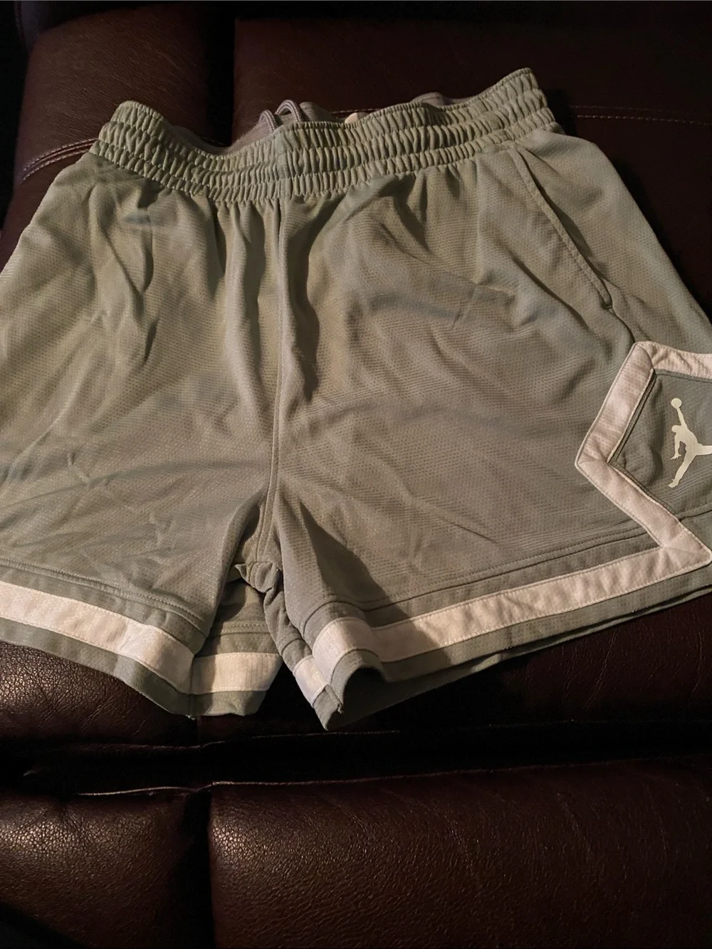 Jordan Men’s Athletic Mesh Shorts in Olive Green with White Trim